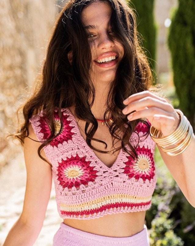 Pink Crochet Crop Top