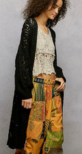 Maxi black knit cardigan