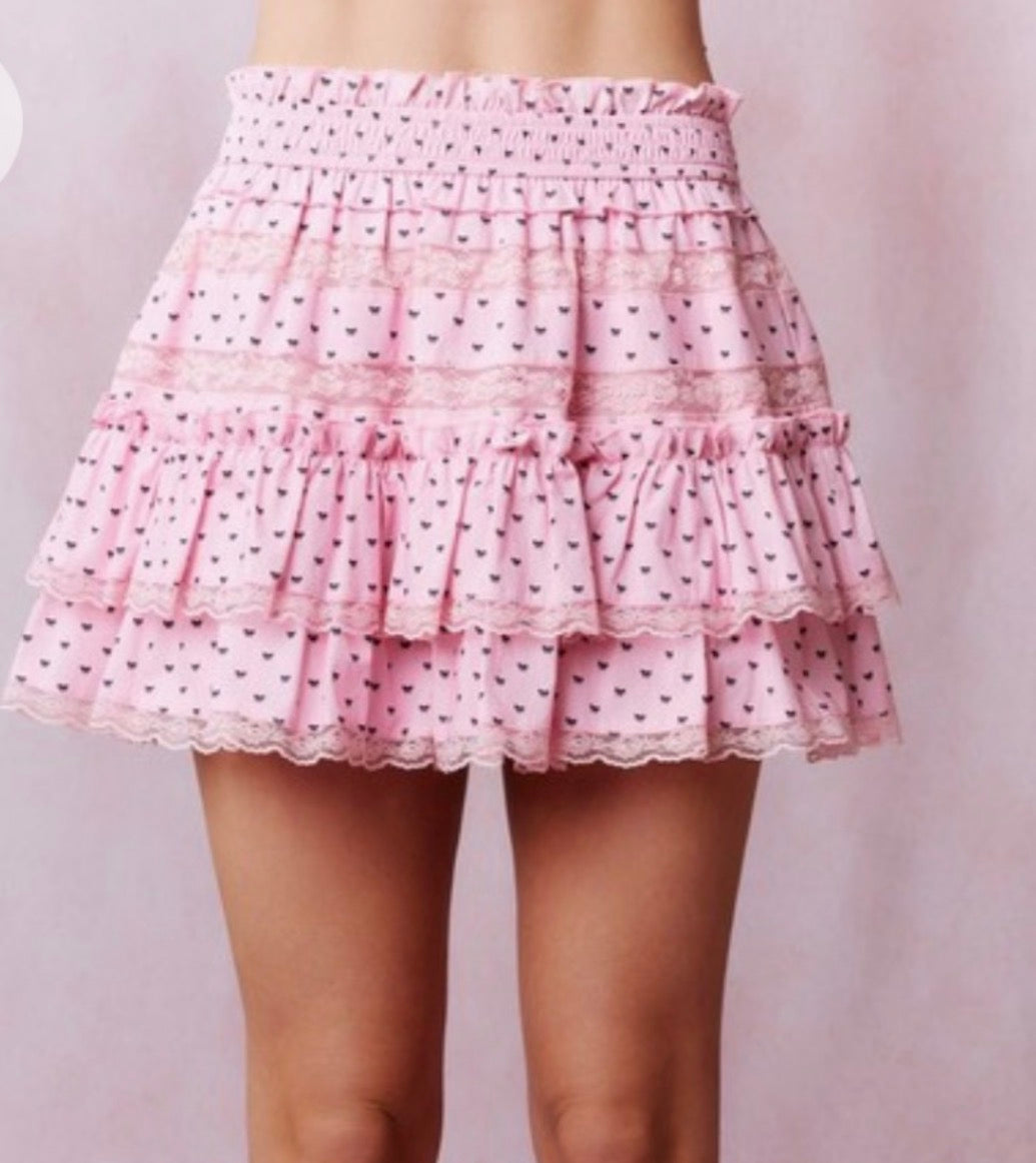 Pink Floral Mini Skirt
