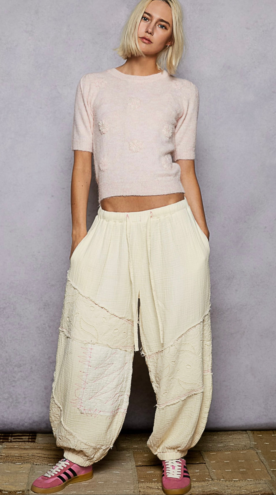 Delight Pant- pink stitch