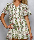 Floral Cotton Dress -Olive